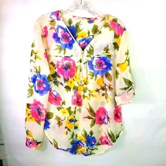 Lac bleu Floral Blouse. Size M. - Picture 1 of 10